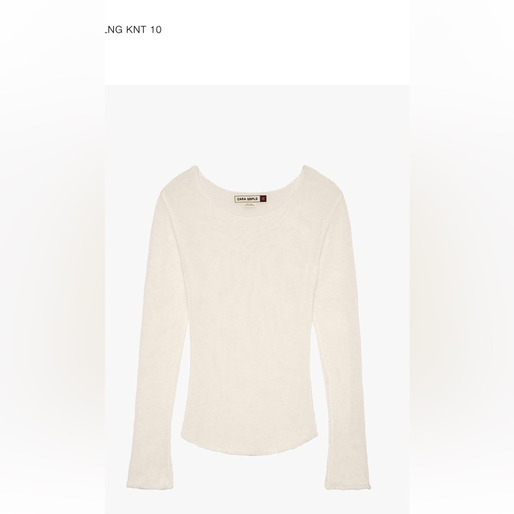 Zara srpls surplus white knit long sleeve sweater top shirt crochet limited
